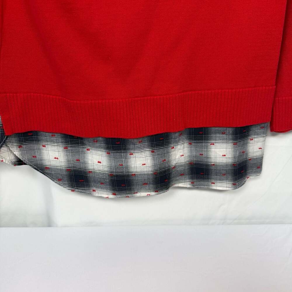 Tommy Hilfiger Red Plaid Layered Look Sweater Size S/P - Picture 2 of 8